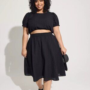 Torrid Smocked Seersucker Midi Skirt Set Size 1X Two Piece
